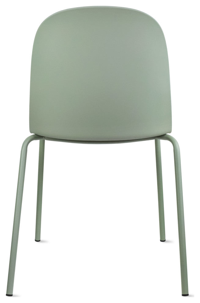 Set of 4 Stackable Modern Dining Stacking Chairs Plastic Metal Chrome Legs, Green