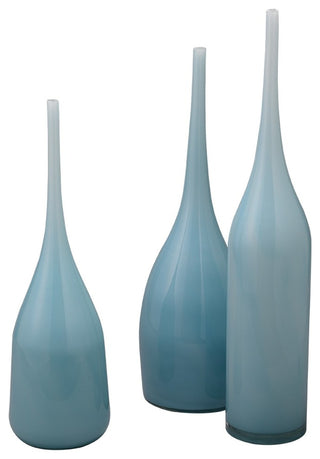 Pixie Decorative Vases in Periwinkle Blue Glass, Set Of 3