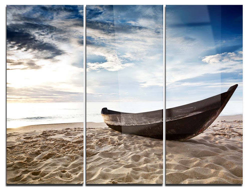 "Old Fisherman Boat" Photography Metal Wall Art, 3 Panels, 36"x28"