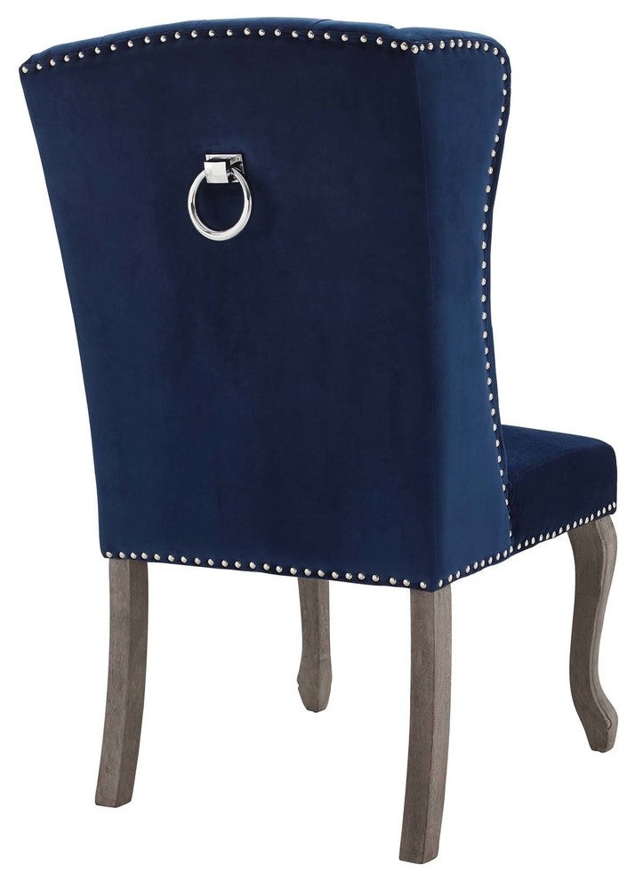 Navy Apprise French Vintage Dining Performance Velvet Side Chair