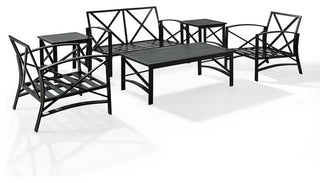Kaplan 6-Piece Patio Loveseat, 2 Chairs, 2 Side Tables, Table, Oatmeal