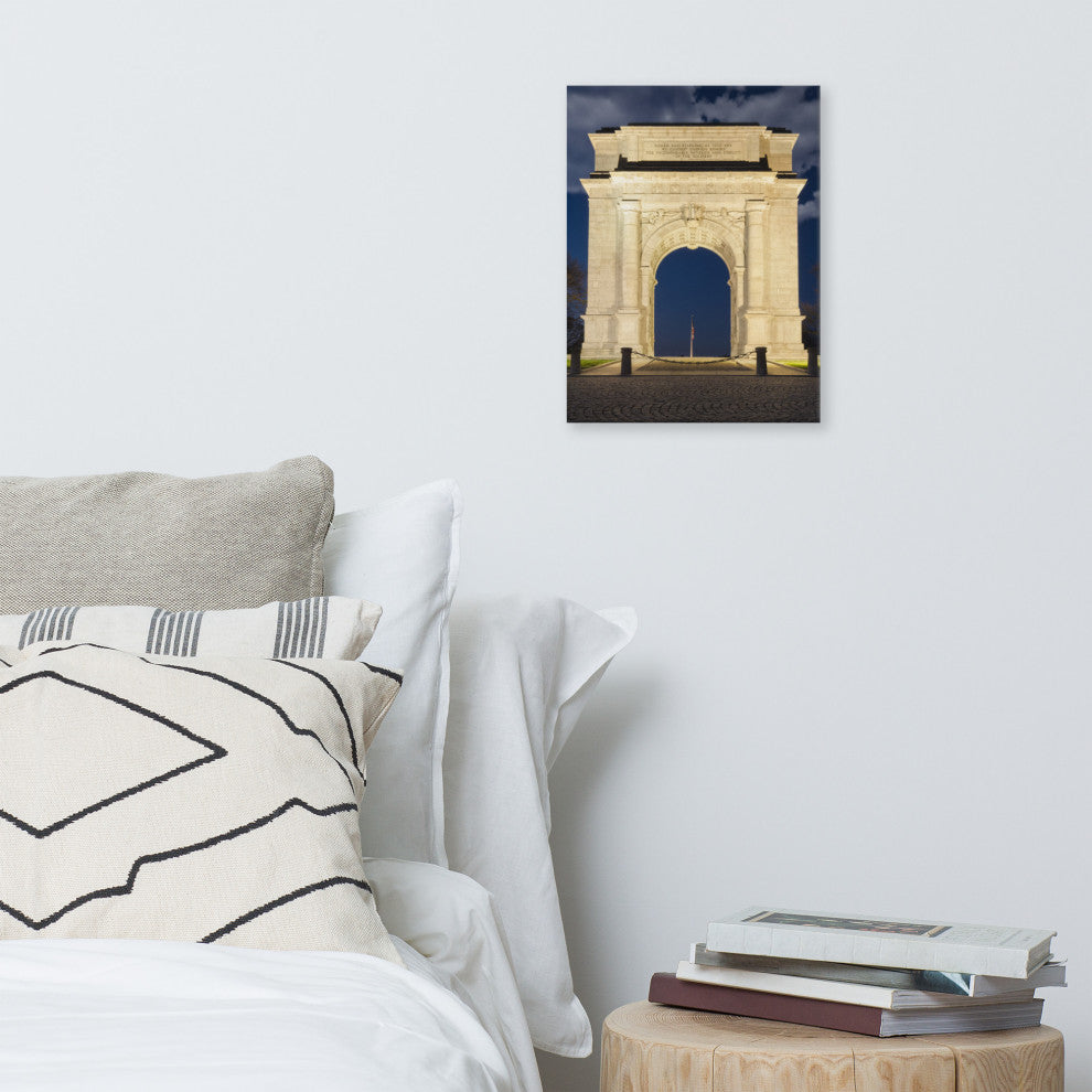 Night Photo at Valley Forge Arch Night Photo Canvas Wall Art Print, 12" X 16"