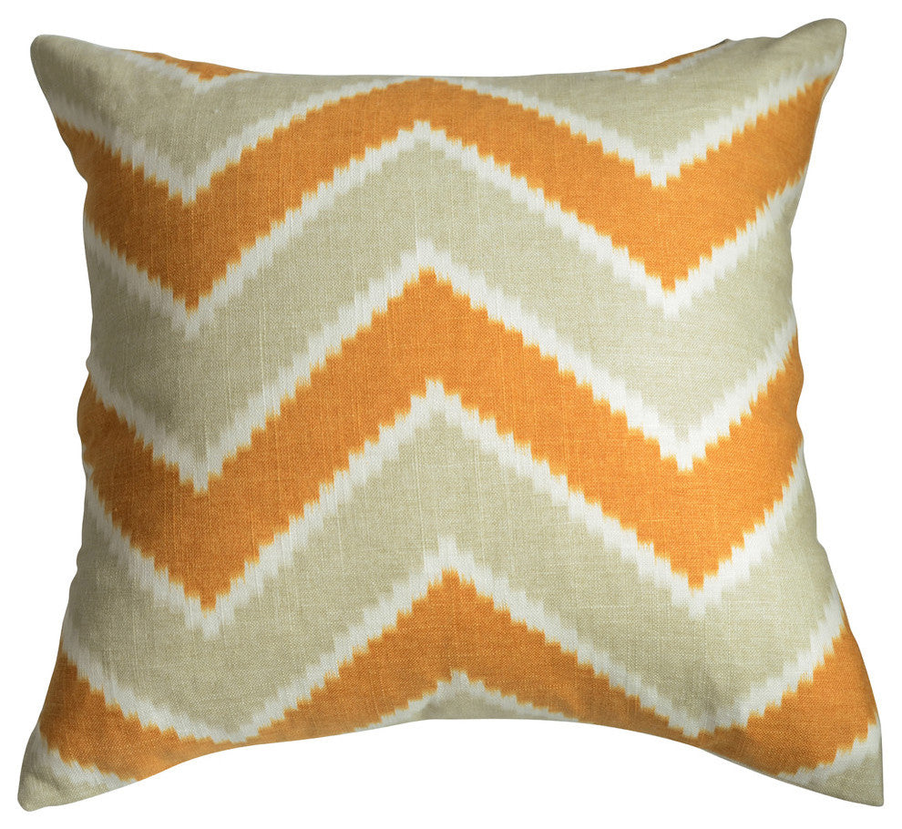 Chevron Pillow, Tan/Orange, Without Insert