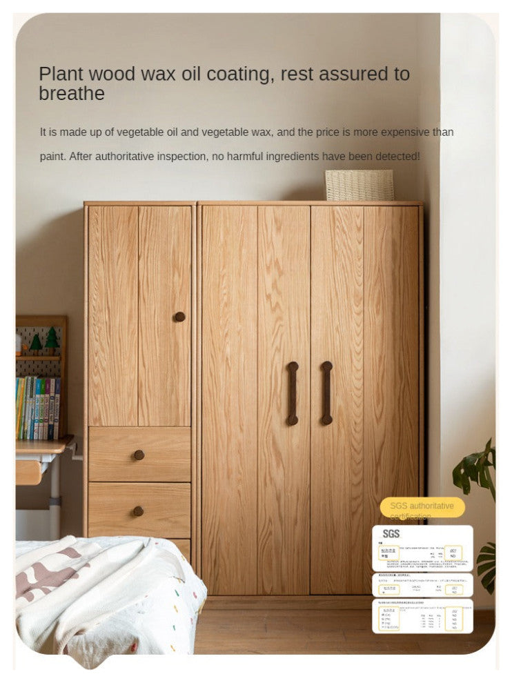 Oak Solid Wood Kids Wardrobe