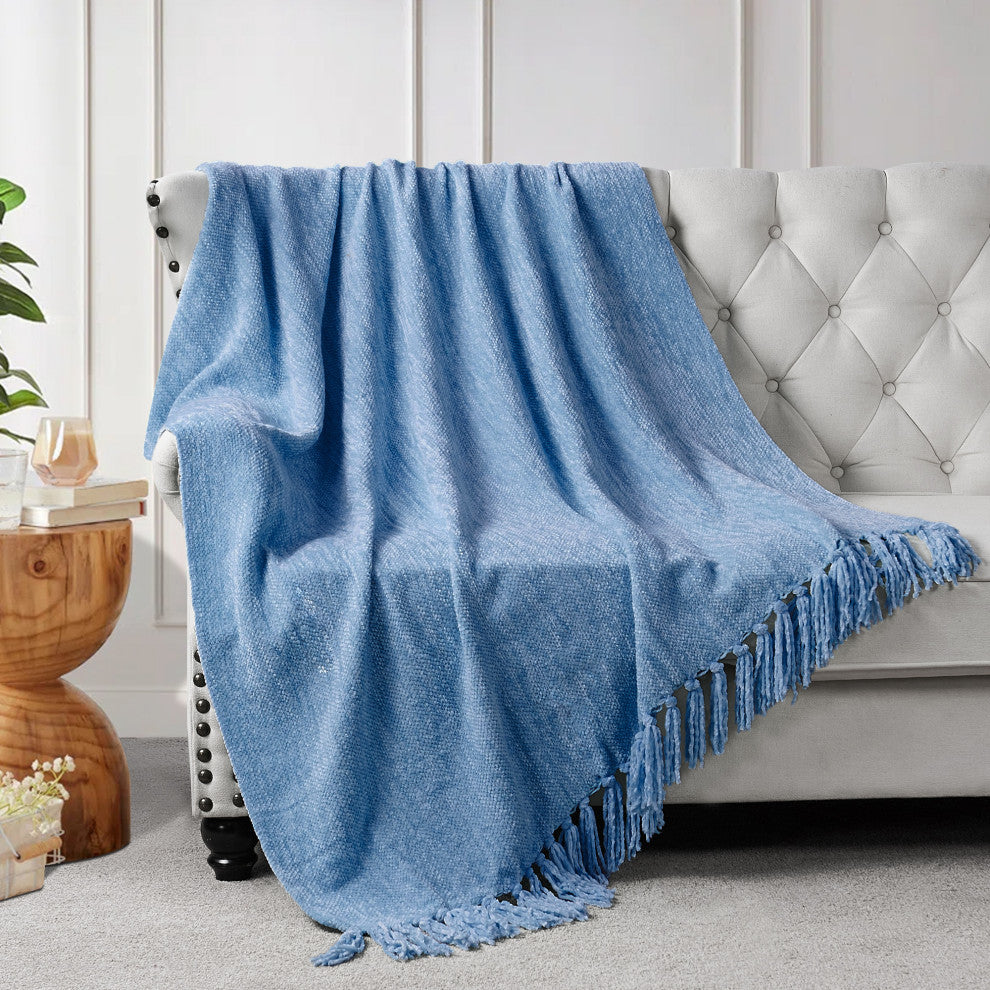 Crystal Chenille Knitted Throw Blanket, Niagara