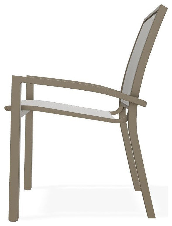 Kendall Sling Stackable Outdoor Dining Chair, Augustine Oyster/Beachwood