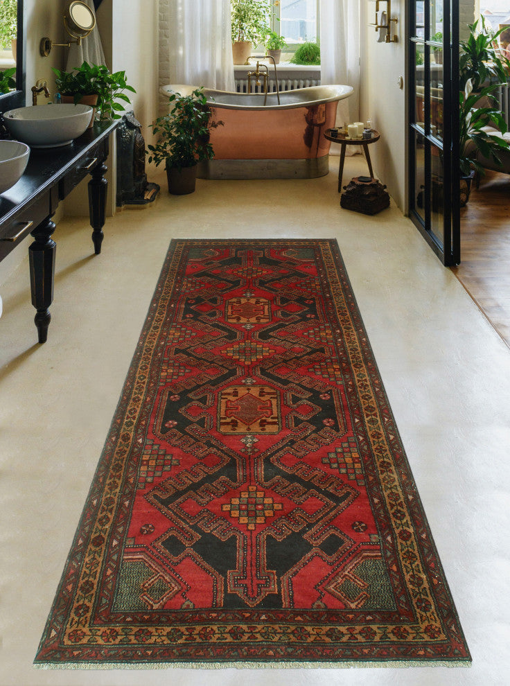Fine Vintage Distressed Tracey Red Runner