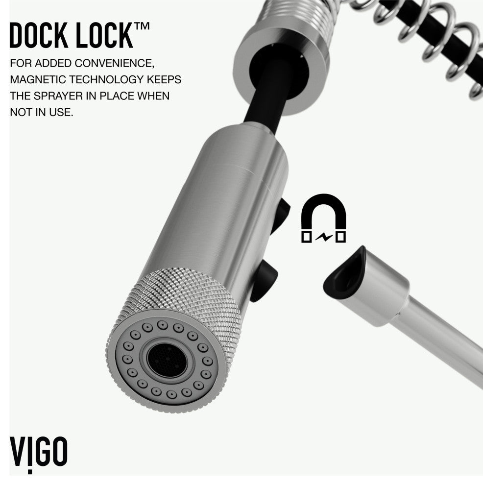 VIGO Sterling 23" H Single Handle Pull-Down Sprayer Kitchen Faucet, Stainless Steel, Without Extras