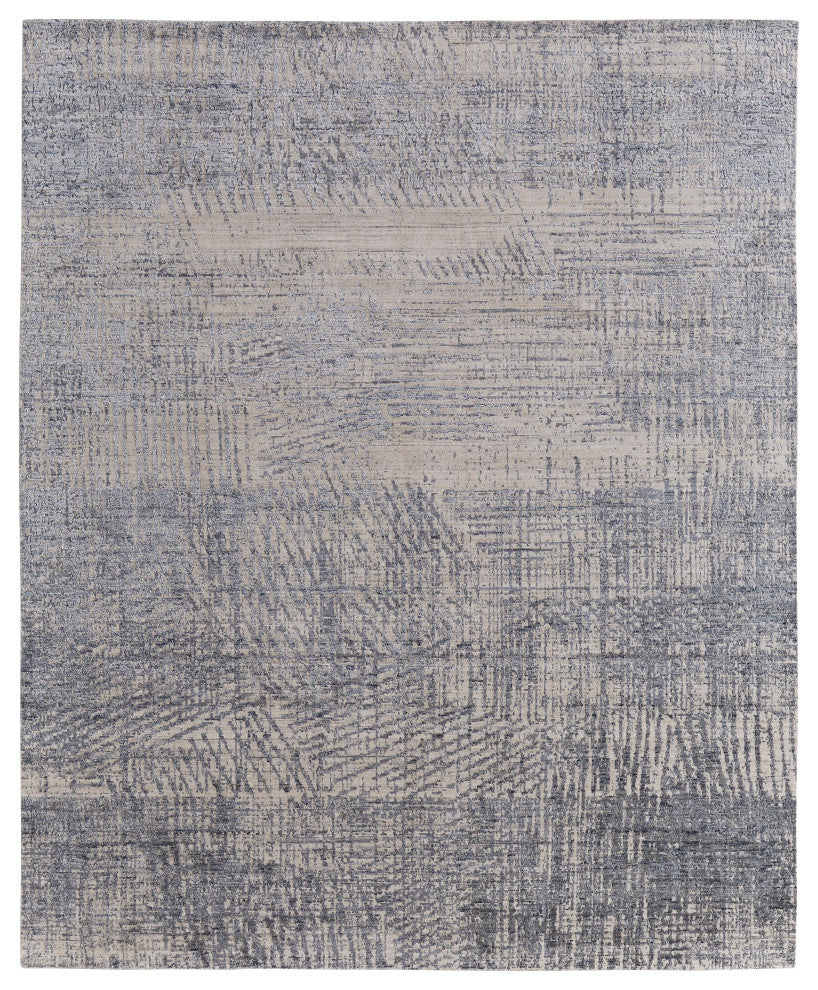 Kinton Modern Abstract, Blue/Ivory/Gray, 10'x14' Area Rug