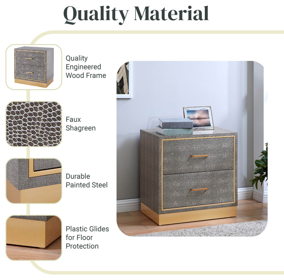 Edinburgh 2-Drawer Faux Shagreen End Table