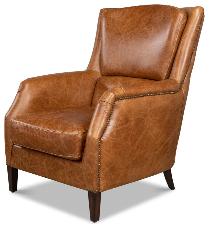 Baker Brown Leather Club Arm Chair