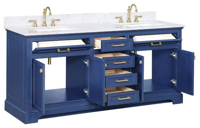 Design Element Milano 72" Blue Double Rectangular Sink Vanity