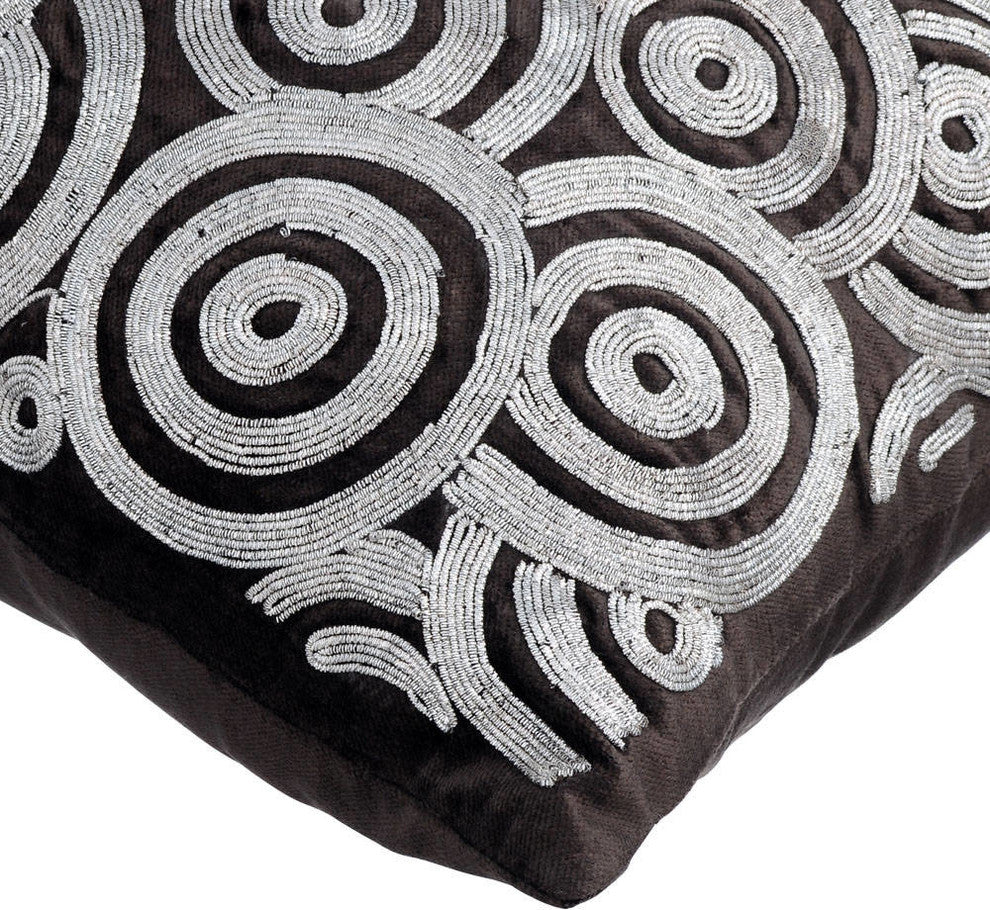 Gray Decorative Pillow Covers 22"x22" Velvet, Go Silver Rings