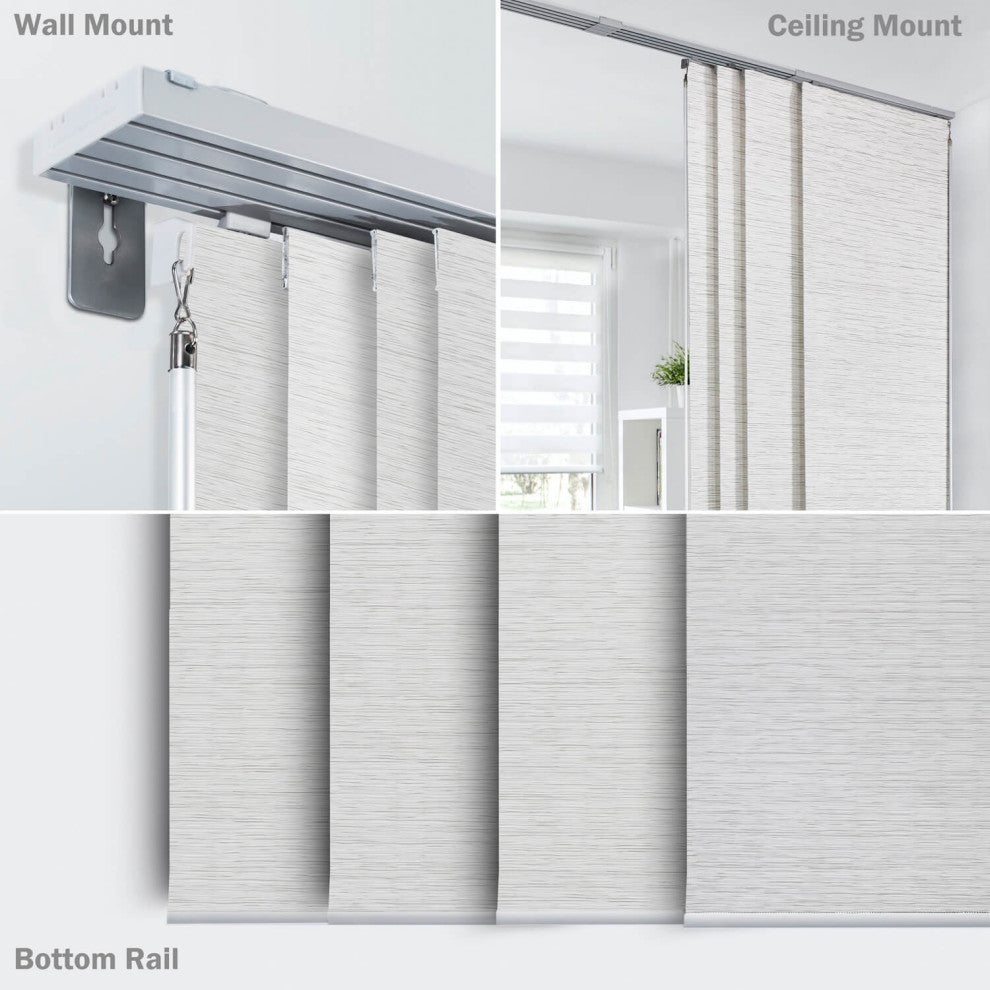 Adjustable Sliding Panel Track Blind 45.8"-86" W x 96" L, Classic, Mica