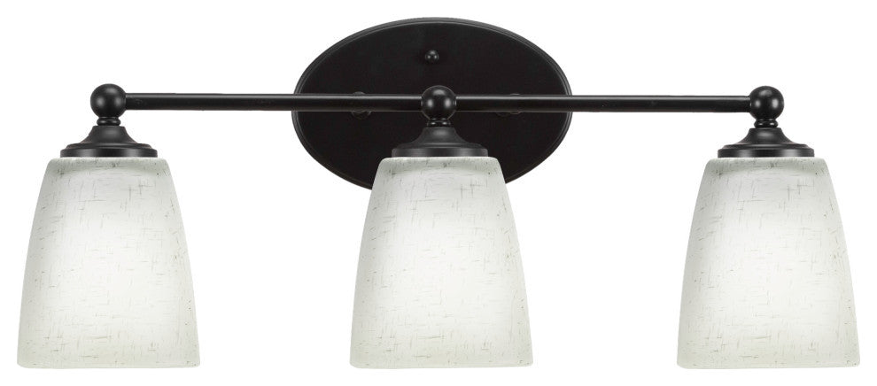 Capri 3-Light Bath Bar, Matte Black/Square White Muslin
