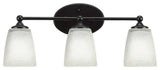 Capri 3-Light Bath Bar, Matte Black/Square White Muslin