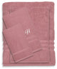 Denzi 4-Piece Towel Combination Set With Monogrammed Letter, H, Tea Rose