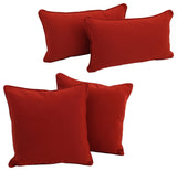 Double-Corded Solid Twill Throw Pillows With Inserts, Set of 4, Ruby Red