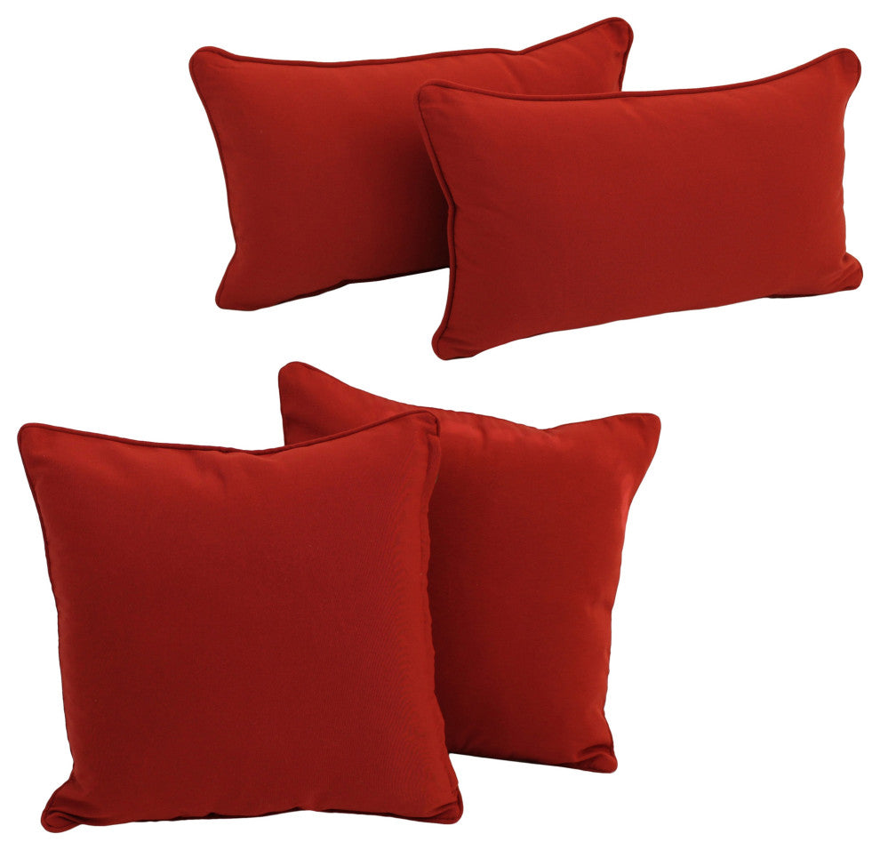 Double-Corded Solid Twill Throw Pillows With Inserts, Set of 4, Ruby Red