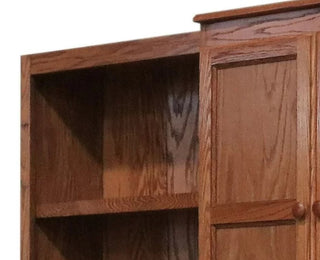 Classic Bookcase, Wide Design With Center Cabinets & Multiple Shelves, Oak