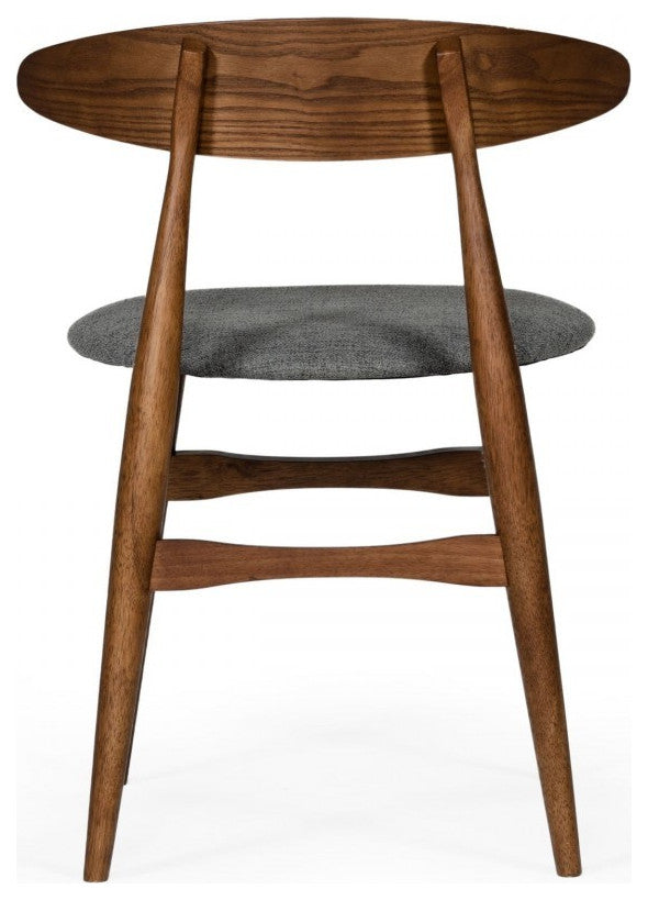 Set of Two Gray Walnut Fabric Dining Chairs