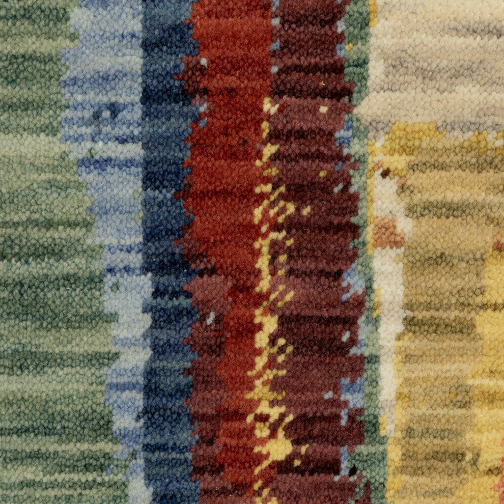 Saturn Painted Abstract Multi/Pink Wool Blend Area Rug Runner 2'6" x 12'