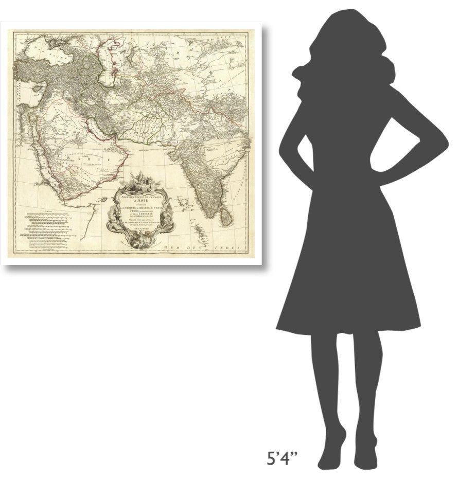 "Asia I, 1751" Digital Paper Print by Jean Baptiste Bourguignon Anville, 38"x35"