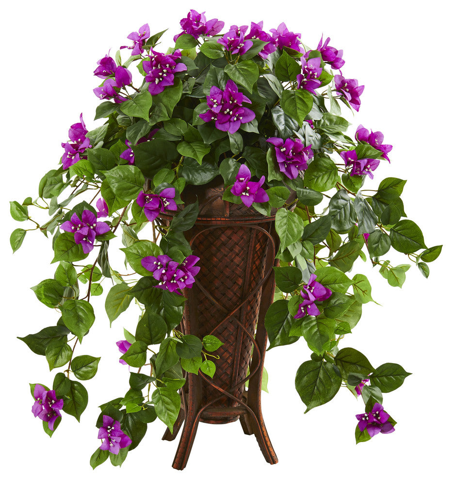 Bougainvillea Artificial Plant in Stand Planter