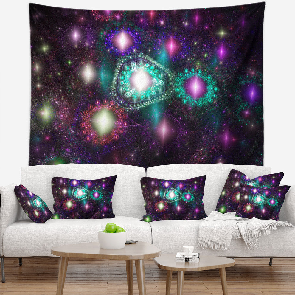 Far Bright Colorful Space Galaxy Abstract Wall Tapestry, 39"x32"
