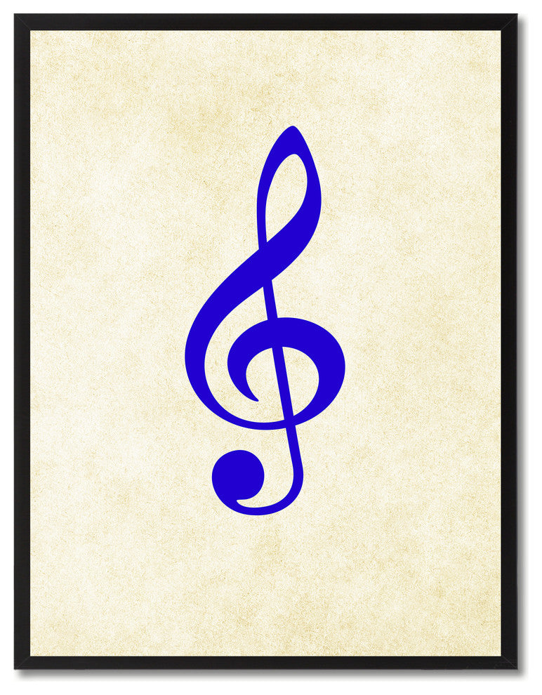 Treble White Print on Canvas with Picture Frame, 13"x17"