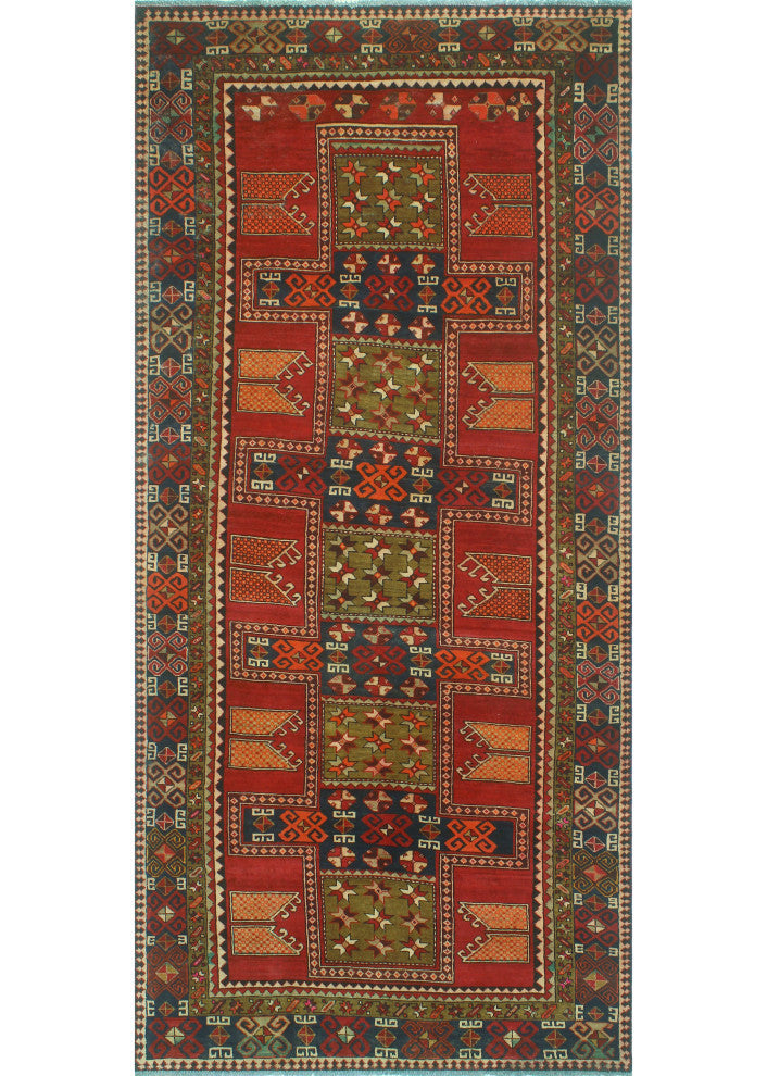Fine Vintage Distressed Kenia Red/Charcoal Runner, 4'11x10'8