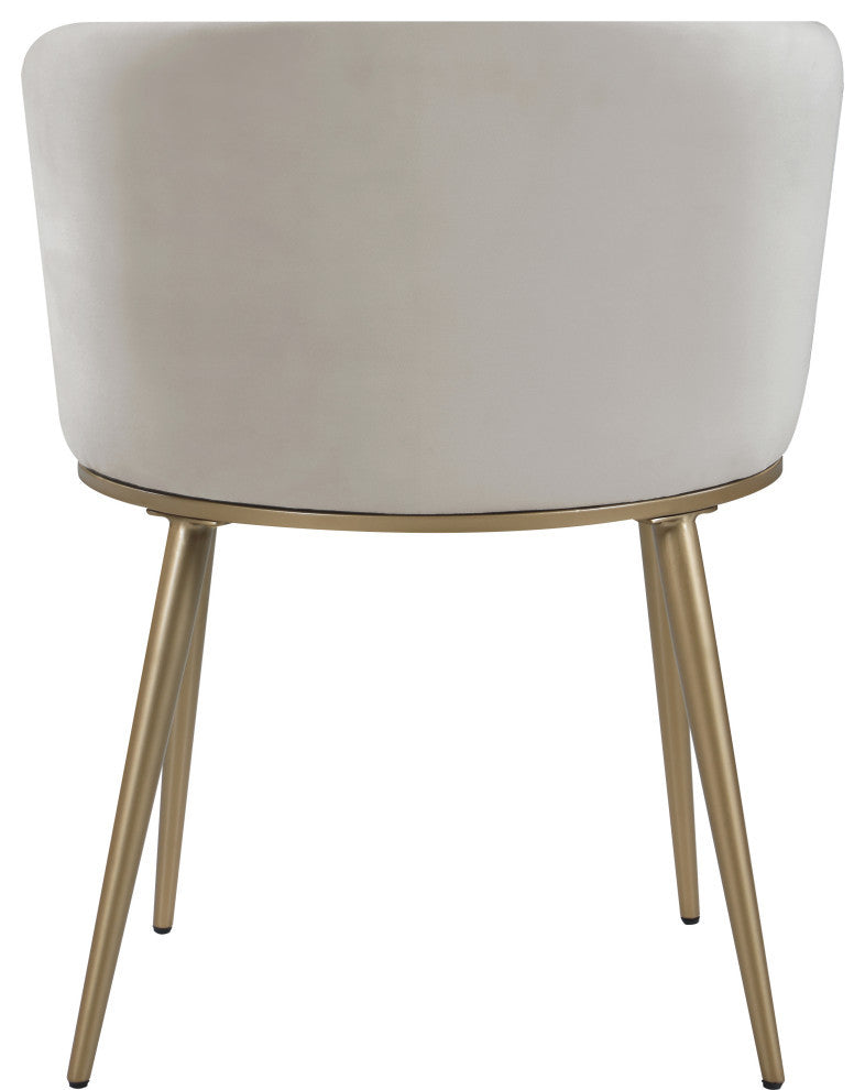 Skylar Dining Chair, Set of 2, Cream Velvet, Brushed Gold Iron Legs