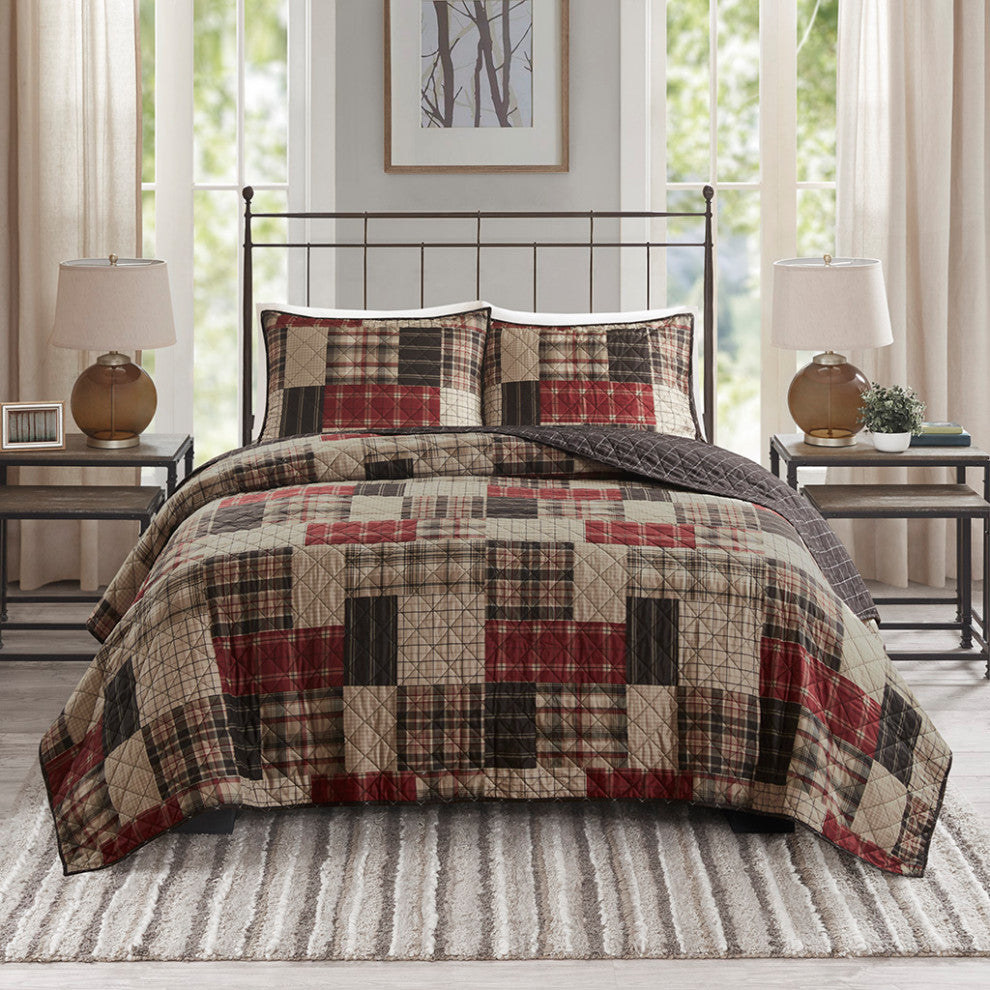 Madison Park Timber 3 Piece Reversible Printed Quilt Set