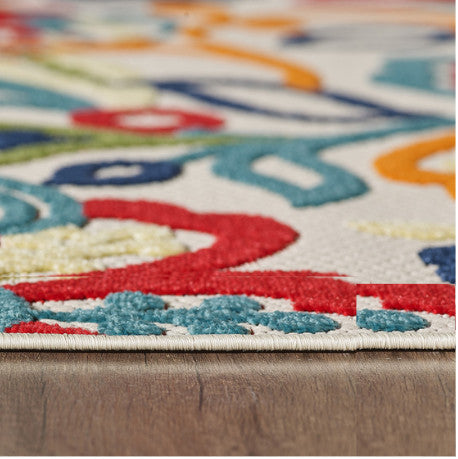 2"x4" Multicolor Jacobean Floral Indoor Outdoor Area Rug