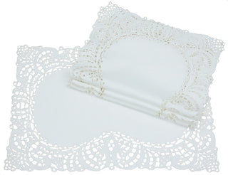 Dainty Lace Placemat 12"x18", White, Set of 4