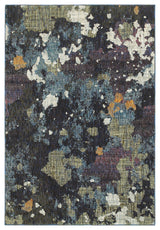 Elements Mottled Stone Navy/Green Area Rug, 6'7"x9'6"