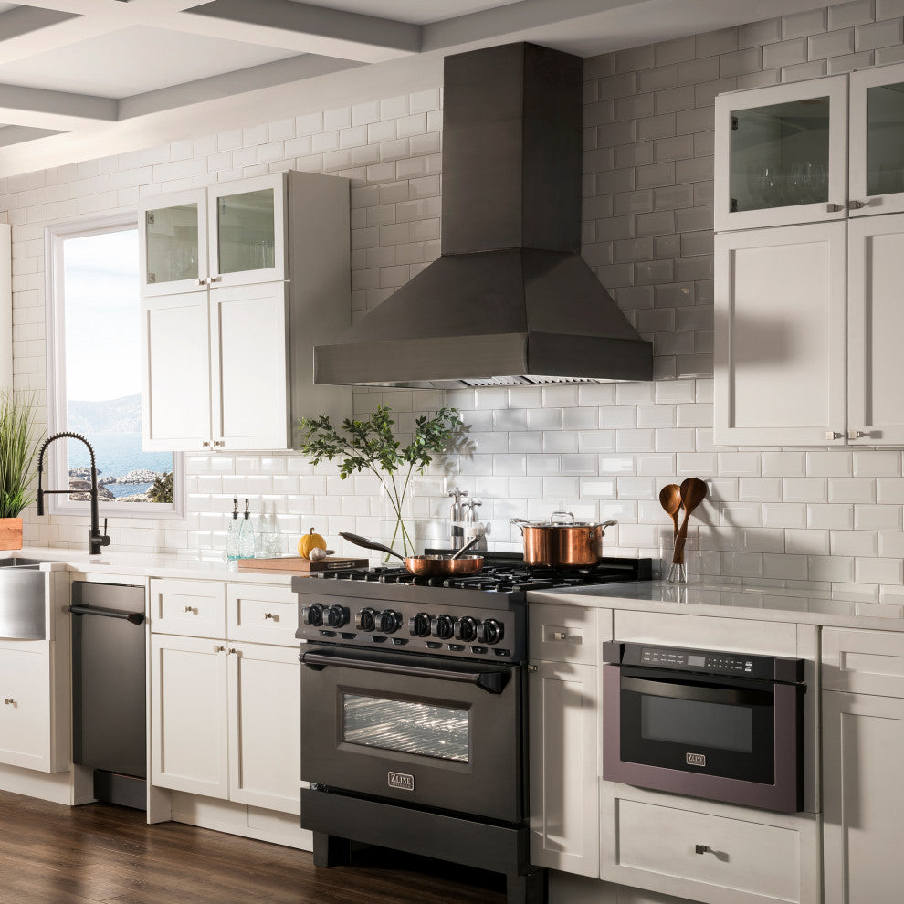 ZLINE 48" Ducted Vent Black Stainless Steel Wall Mount Range Hood
