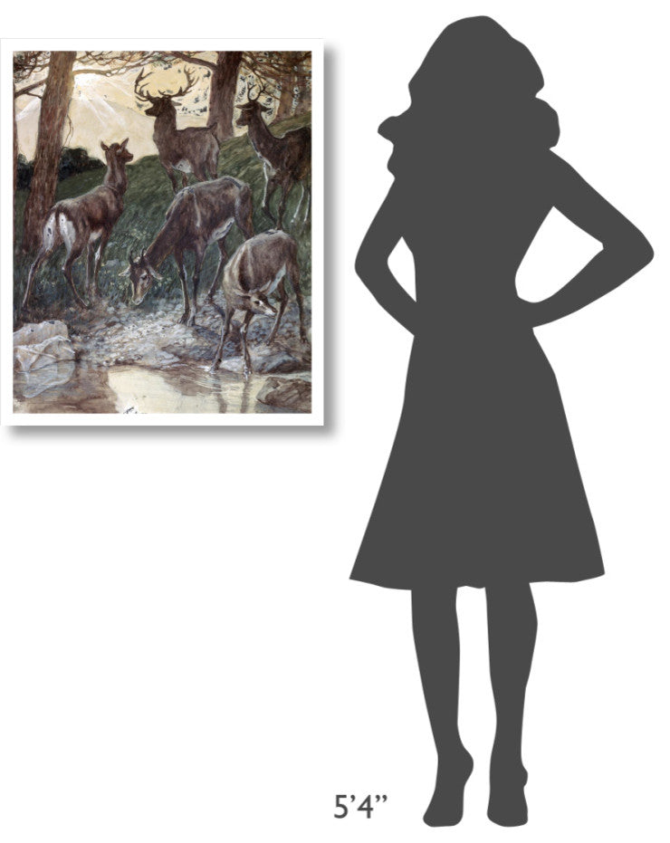 "As Pants The Hart" Digital Paper Print by James Tissot, 27"x32"