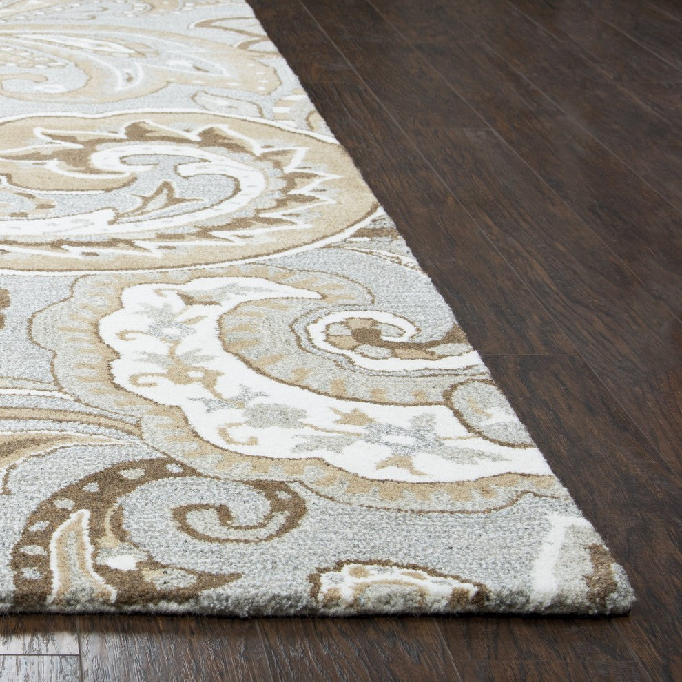 Rizzy Home Suffolk SK325A Gray Paisley Area Rug, Rectangular 8'x10'
