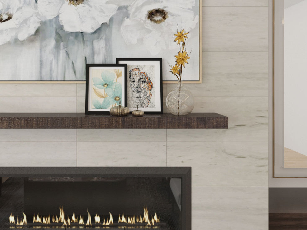 Solid Timber Floating Mantel Shelf, Dark Chocolate, 42"