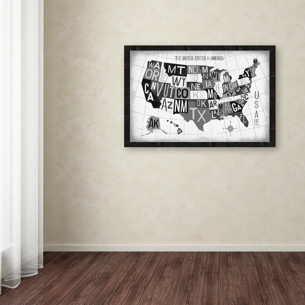 Michael Mullan 'Letterpress USA Map Dark' Canvas Art, 30x47