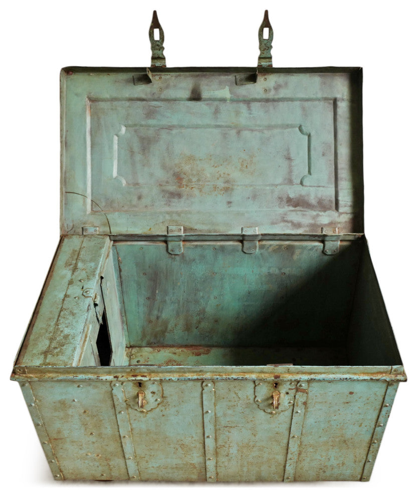 Consigned Blue Iron Dowry Storage Trunk