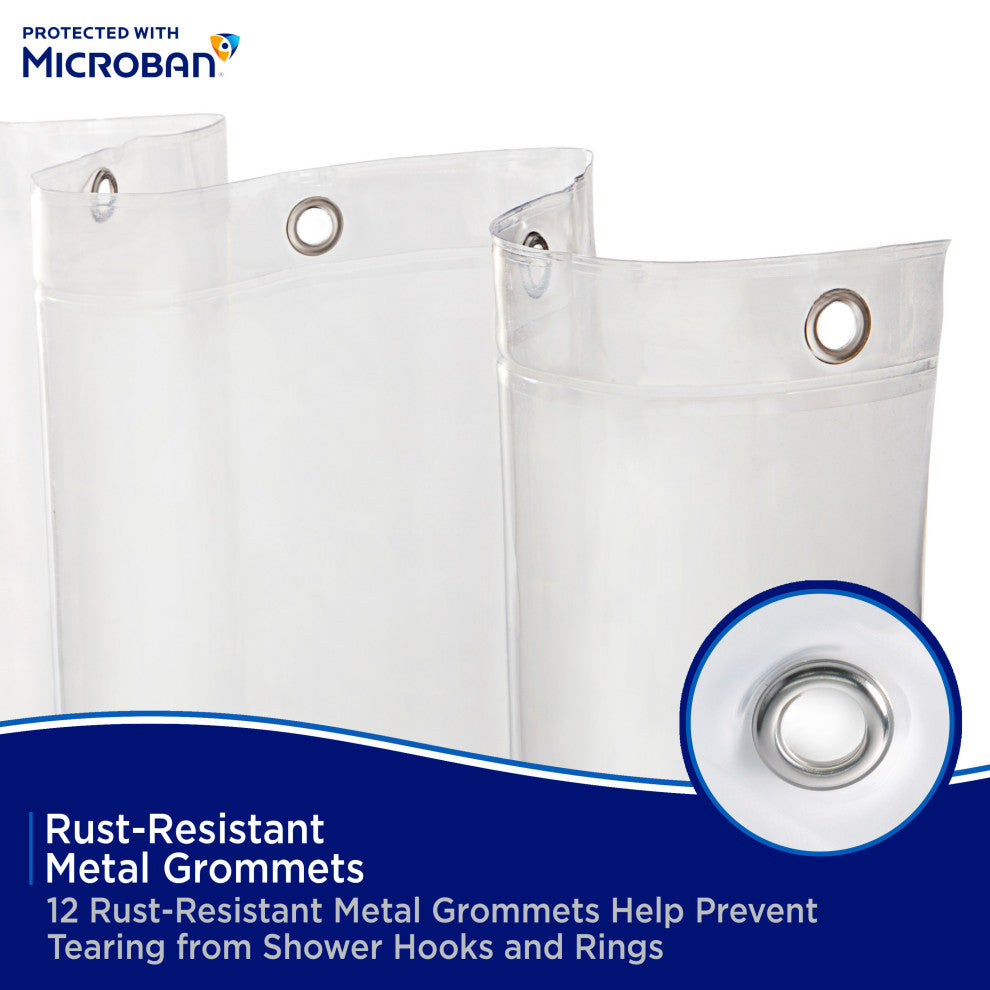 Microban Protected Heavyweight PEVA Shower Liner, 70" W x 72" H, Clear