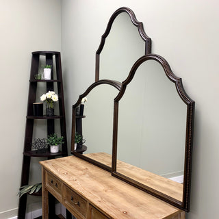 Liffey Framed Vanity Mirror, Peaks Cathedral, 24"x32", Rubbed Bronze