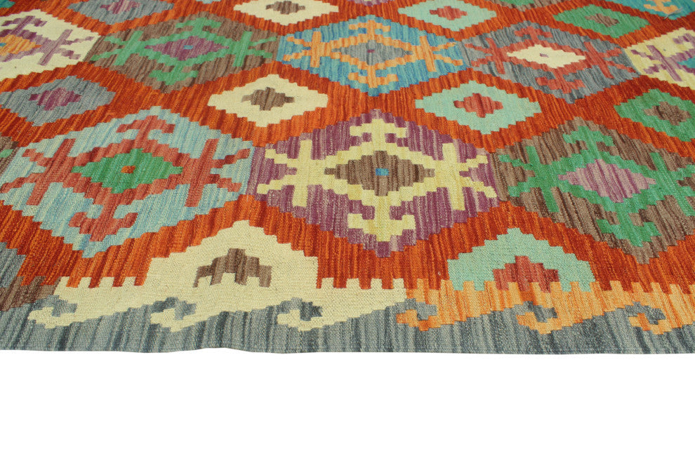 Sangat Flatweave Amaya Red/Purple Rug, 6'9 x 9'9