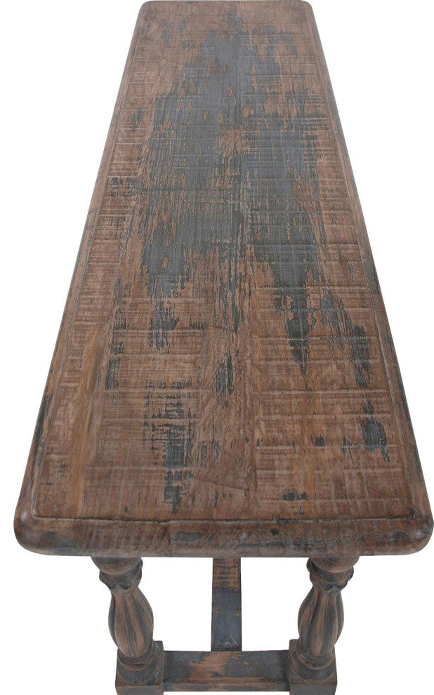 Console Table Howard Elliott Farmhouse Turned Legs Distressed Gray