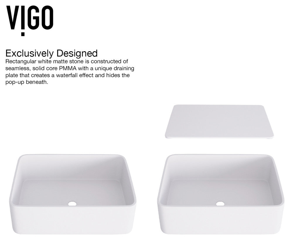 Jasmine 18"L x 15"W MatteStone Vessel Sink and Amada 10"H Faucet Set