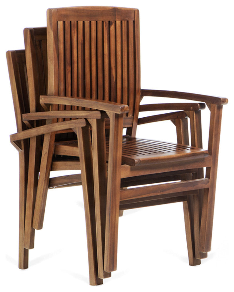 7-Piece Rectangle Stacking Chair Set and Cushion, White