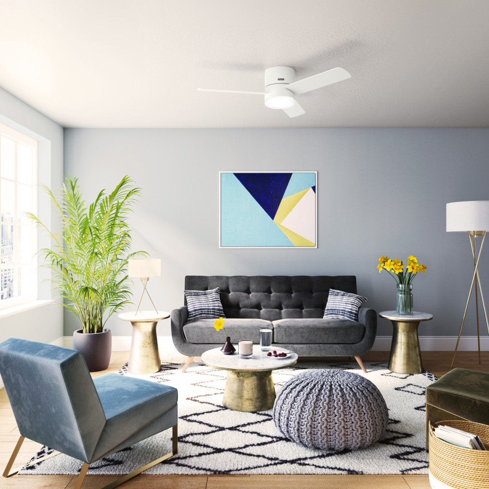 Hunter 52" Minimus Fresh White Low Profile Ceiling Fan With LED Light and Remote