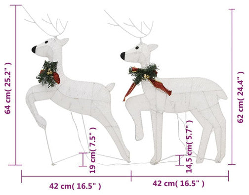 vidaXL Christmas Reindeers 2 Pcs Christmas Lighting Display with 40 LEDs White